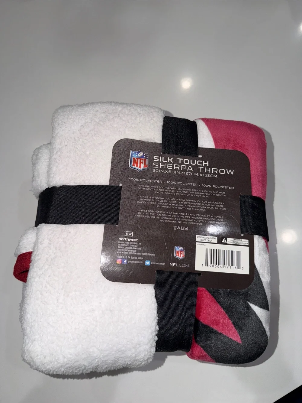 NFL Arizona Cardinals Silk Touch Sherpa Throw - Red, White, Black